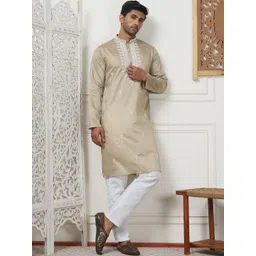 Jompers Men Embroidered Thread Work Floral Kurta-picture-35