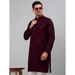 jompers Men Embroidered Viscose Rayon Straight Kurta-picture-14
