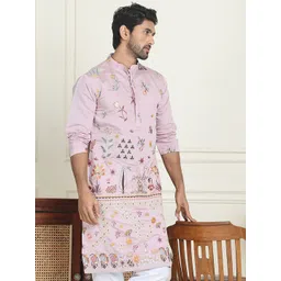 Jompers Men Ethnic Motifs Embroidered Festive Silk Straight Kurta-picture-36