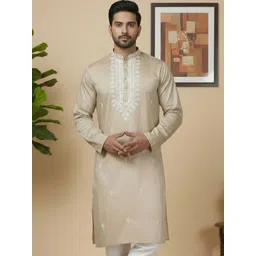 Jompers Men Ethnic Motifs Embroidered Regular Thread Work Kurta with Pyjamas-picture-22