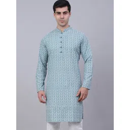 Jompers Men Ethnic Motifs Embroidered Thread Work Cotton Kurta-picture-42