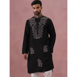 Jompers Men Ethnic Motifs Embroidered Thread Work Indie Prints Kurta-picture-22