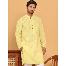 Jompers Men Floral Embroidered Chikankari Floral Kurta-picture-36