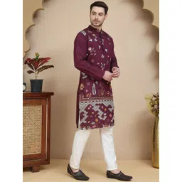 Jompers Men Floral Embroidered Kurta with Pyjama-picture-31