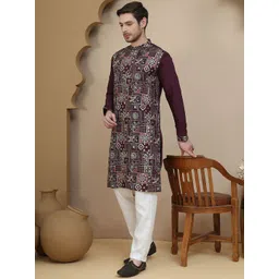 Jompers Men Floral Embroidered Kurta with Pyjama-picture-26