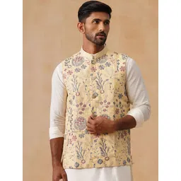 Jompers Men Floral Embroidered Mandarin Collar Nehru Jacket-picture-24