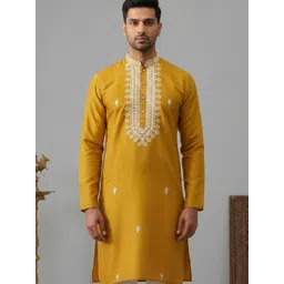 Jompers Men Floral Embroidered Regular Thread Work Kurta with Churidar-picture-12