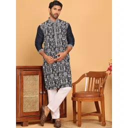 Jompers Men Floral Embroidered Regular Thread Work Kurta with Pyjamas-picture-33
