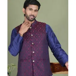 jompers Men Floral Print Regular Fit Nehru Jacket-picture-27
