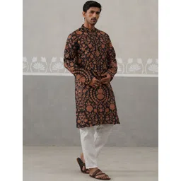 Jompers Men Floral Printed Kurta with Trousers-picture-11