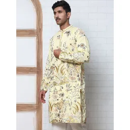 Jompers Men Floral Printed Thread Work Indie Florals Kurta-picture-18