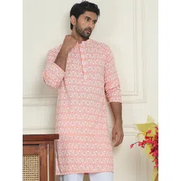 Jompers Men Geometric Embroidered Chikankari Kurta-picture-40