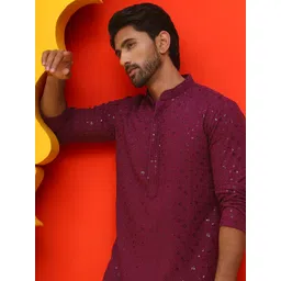 Jompers Men Geometric Embroidered Chikankari Kurta-picture-26