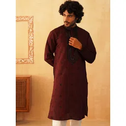 Jompers Men Geometric Embroidered Flared Sleeves Thread Work Kurta-picture-27