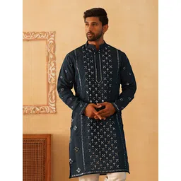 Jompers Men Geometric Embroidered Sequinned Kurta-picture-41