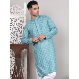 Jompers Men Geometric Embroidered Sequinned Kurta-picture-37