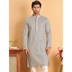 Jompers Men Geometric Embroidered Sequinned Kurta-picture-19