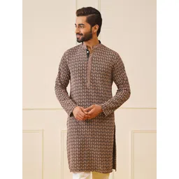 Jompers Men Geometric Embroidered Sequinned Kurta-picture-15