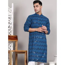 Jompers Men Geometric Embroidered Sequinned Kurta-picture-40