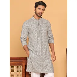 Jompers Men Geometric Embroidered Sequinned Kurta-picture-37
