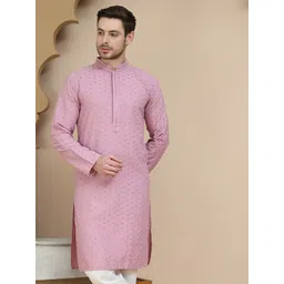 Jompers Men Geometric Embroidered Sequinned Kurta-picture-25