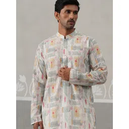 Jompers Men Geometric Embroidered Thread Work Kurta-picture-21