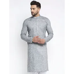 Jompers Men Grey Mandarin Collar Kurta-picture-36