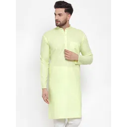 Jompers Men Lime Green Solid Straight Kurta-picture-18