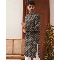 jompers Men Mandarin Collar Regular Fit Long Kurta-picture-52