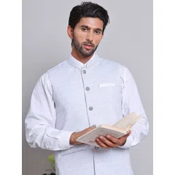 Jompers Men Mandarin Collar Woven Nehru Jacket-picture-22