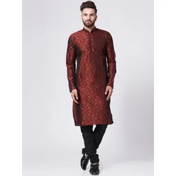 Jompers Men Maroon Self Design Kurta with Churidar-picture-20