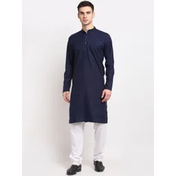 Jompers Men Navy Blue Kurta-picture-18