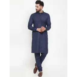 Jompers Men Navy Blue Solid Kurta with Churidar-picture-34