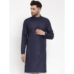 Jompers Men Navy Blue Solid Straight Kurta-picture-40