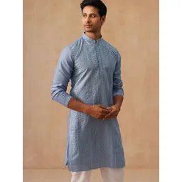 Jompers Men Sequins Embroidered Chikankari Kurta-picture-11