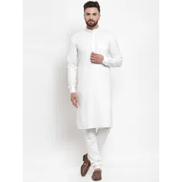 Jompers Men White Solid Kurta with Pyjamas-picture-29