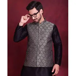 jompers Men Woven Nehru Jacket with Mandarin Collar-picture-25