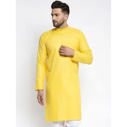 Jompers Men Yellow Solid Kurta-picture-16