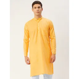 Jompers Men Yellow Solid Kurta-picture-15