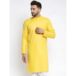 Jompers Men Yellow Solid Kurta image 1