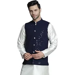 jompers Men's Black Sequins and Embroidered Nehru Jacket-picture-31
