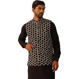 jompers Men's Embroidered Silk Blend Nehru Jacket-picture-21