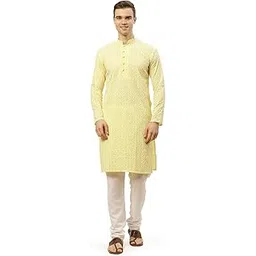 jompers Men's Embroidered Straight Kurta Pyjama Set.-picture-23