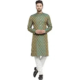 jompers Men's Jacquard Silk Kurta With Pant-picture-35