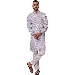 jompers Men's Printed and Embroidered Kurta Pyjama Set.-picture-27
