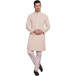 jompers Men's Sequin Embroidered Pure Cotton Kurta With Pyjama-picture-34
