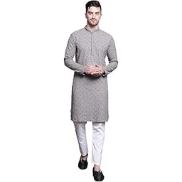 jompers Men's Sequin Embroidered Pure Cotton Kurta with Pyjamas-picture-34