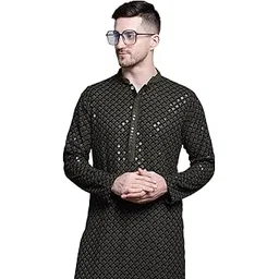 jompers Mens Sequin Embroidered Pure Cotton Kurtas-picture-47
