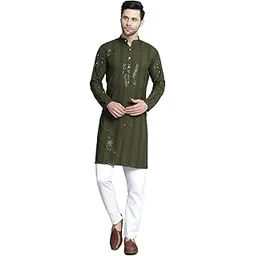 jompers Men's Sequins Chikankari Embroidered Kurta with Pyjama.-picture-15