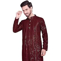 jompers Men's Sequins Chikankari Embroidered Kurtas-picture-12